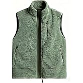 FQZWONG Mens Fleece Vests Lightweight Winter Zip Up Sleeveless Jacket Outdoor Hiking Travel Golf Vest Winter Outerwear