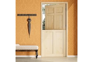 AINLARRY 36" x 80" Dutch Door Slab，1.75-inch Solid Pine Wood Front Entry Interior Design，6 Lite Wooden Panel Split Single Door，Exterior Use for Proch,Backyard Entries & Back​