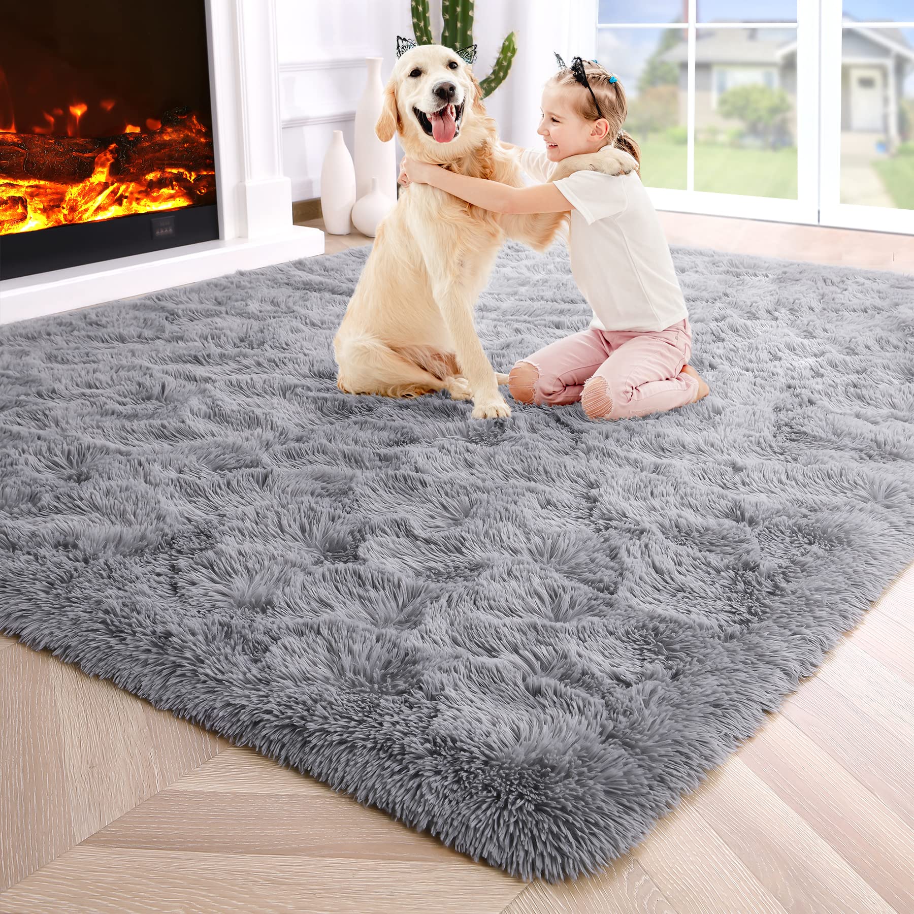 Photo 1 of *MINOR DAMAGE - USED*
Noahas Fluffy Grey 4x6 Area Rugs for Bedroom Living Room,Thick Shag Throw Floor Carpet,Soft Shaggy Bedside Non-Slip Plush Dorm Nursery Kids Rug
