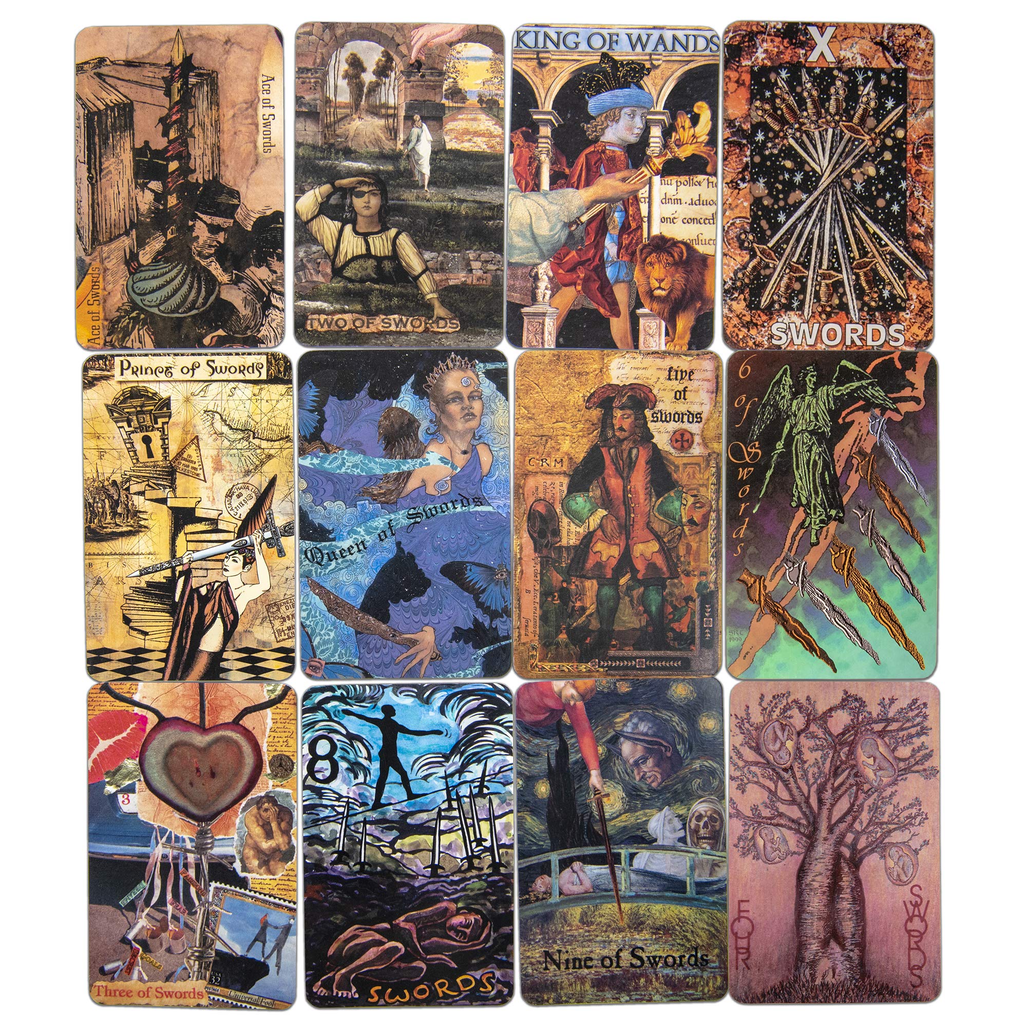NoMonet Collaborative Tarot Deck & Book Set, Artist's Inner Vision - 78 Cards, 26 Artists, Brocade Bag, Necklace - Esoteric, Timeless, Classical, Modern - Includes Explanations Book - Unique Gift