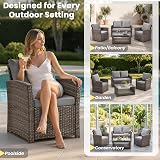 EVRE Roma 4 Seater Rattan Garden Set with Glass Coffee Table Cedar Brown view 3