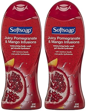 Softsoap Body Wash, Juicy Pomegranate and Mango Infusions 18 fl oz(pack of 2)