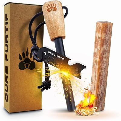 Ours Furtif Survival Flint and Steel XL 10mm Fire Starter Kit