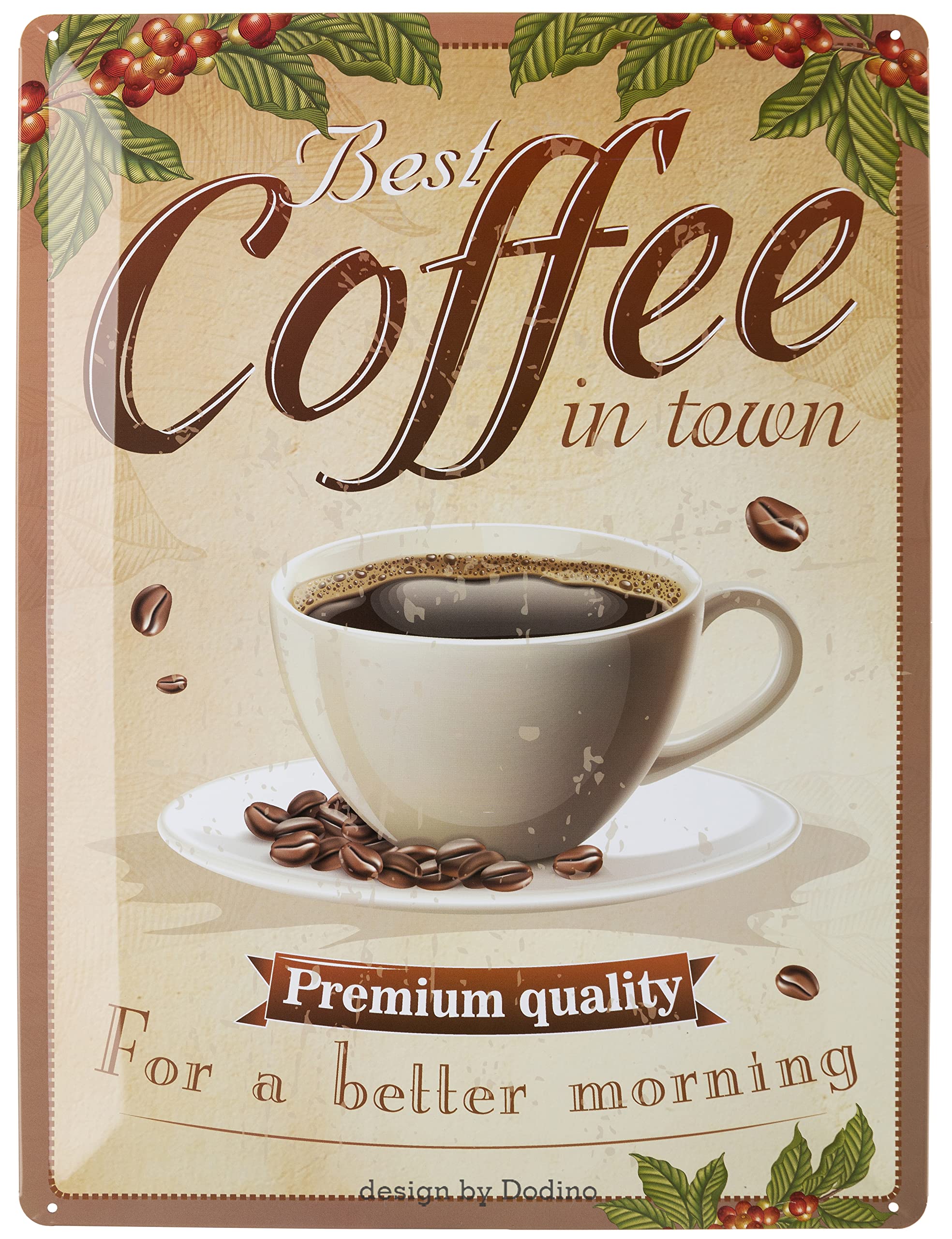 DODINO 30 x 40 cm Tin Signs Best Coffee, Decorative Home Accessory, Decorative Vintage Kitchen Coffee Fans Gift Idea