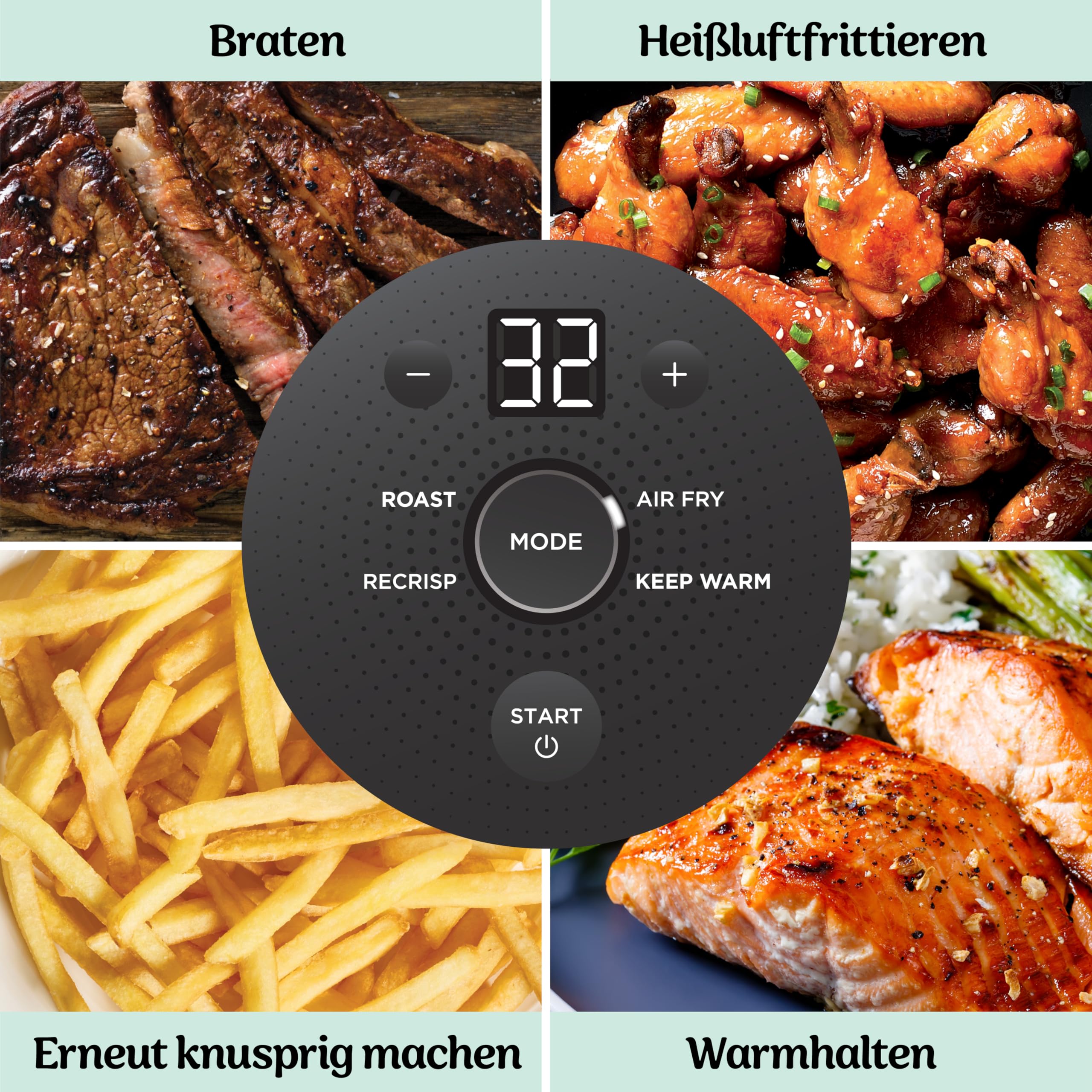 Ninja CRISPi Tragbare Air Fryer Heißluftfritteuse, 3,8 l, 4-in-1: Heißluftfrittieren, Braten, Warmhalten, Recrisp, Kompakt, 6 Portionen, 2 Herausnehmbare Glasbehälter & Deckel, 1700 W, Sage FN101EUSG 9