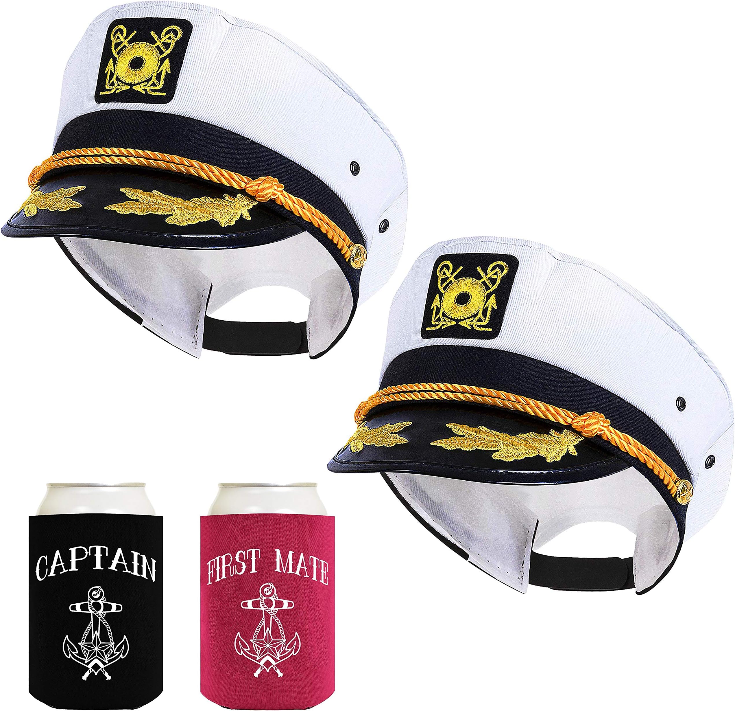 NJ NoveltyYacht Captain Hat, Boat Sailor Ship Skipper Cap Adult Costume Accessory (Yacht Hats & Coozies)