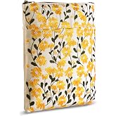 LParkin Embroidered Daisy Flower Book Sleeve with Zipper - Washable Fabric Book Cover Protector for Paperbacks &amp; Hardcover, Gift for Book Lovers (Yellow, 11x8.5 Inch)