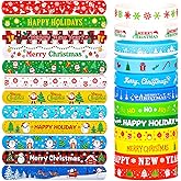 Mibor 48Pcs Christmas Slap Bracelets Christmas Silicone Bracelets, Christmas Classroom Gifts, Xmas Slap Wristbands Rubber Wristbands for Kids Girls Boys Christmas Party Favors Stocking Stuffers Gifts