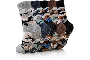 YEEKAORA Mens Fluffy Socks With Grips Mens Slipper Socks Non Slip Winter Warm Extra Thick Plush Cabin Home Sleeping Socks