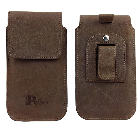 handy-point Flap Universell 5,1'' - 5,7'' Smartphones, Gürteltasche mit Clip aus Echtleder, Tasche für Gürtel Handytasche, Gü