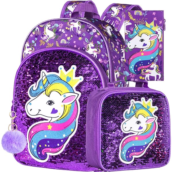 Toddler Unicorn Backpack With Chest Strap & Whistle - Small (10x4x12 In), Lightweight, Adjustable Straps, Name Tag - View #12