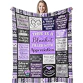 Remwiso Thank You Gifts for Women Coworkers Boss Friends Teacher, Appreciation Gifts for Employees Nurse Neighbors Volunteer, Inspirational Gifts for Women, Soft & Cozy Purple Throw Blanket 60"x50"