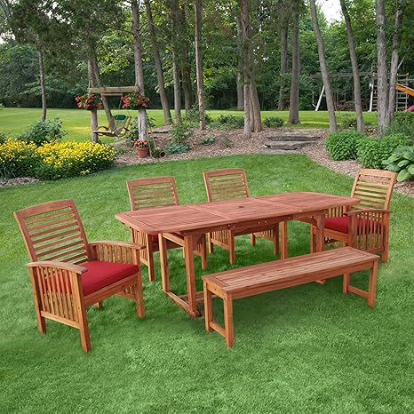 Home Loft Concept 6 Piece Wood Patio Furniture Dining Set With