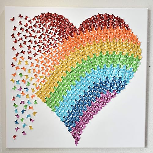 Amazon Com Rainbow 3d Butterfly Canvas Wall Art Baby Pride Room Decor Nursery Art Valentine Mothers Day Bedroomdecor Personalize Name Handmade