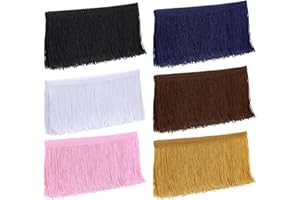 WAYDRESS 6 Rolls/12 Yards Fringe Trim Lace Polyester Tassel Trim Multi-Colored Fringe Tassel Trim Lace Trim Ribbon for Home Accessory DIY Sewing Crafts Clothing Curtains Decor (4 Inch, Stylish Colors)