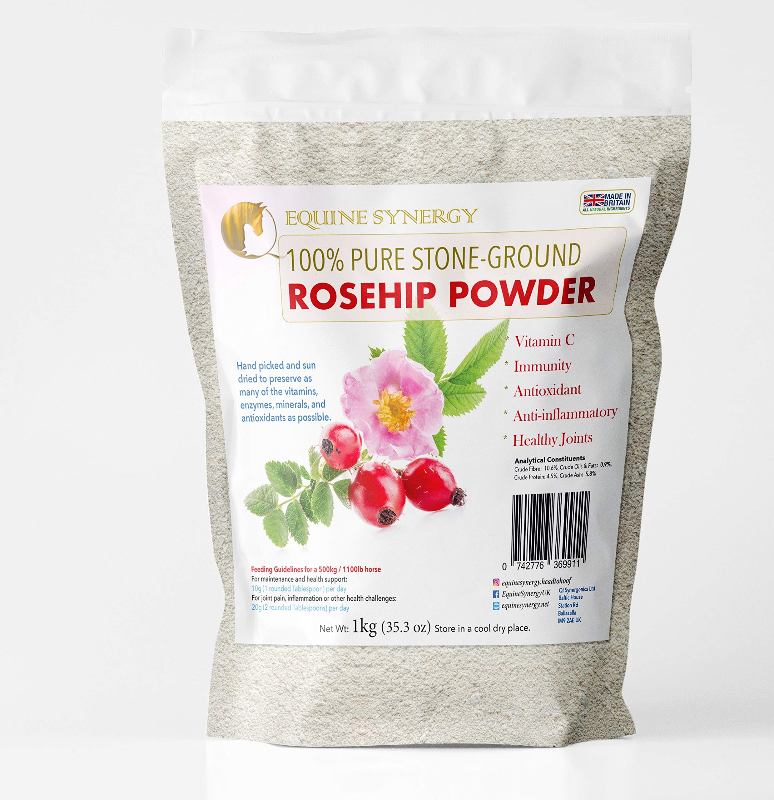 100% Pure Rosehip Powder - 1KG Multivitamin and Mineral Super-food for Maintaining Equine Health and Joint Support