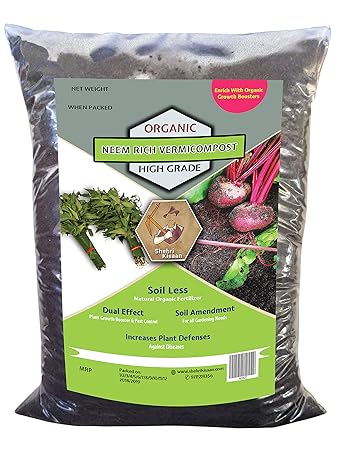 SHEHRI KISAAN Neem Rich Vermicompost 5 kg Organic Fertilizer | Complete Plant Food & Natural Pesticide | Enriched Organic Growth Booster Granules