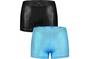 BYONEME Girls Dance Short for Gymnastics Athletic Shorts Sparkle Glitter Tumbling Bottoms