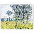 KWAY Monet Canvas Wall Art - Sunlight Effect Under The Poplars Poster - Oil Painting Reproductions Nature Wall Decor for Living Room Bedroom Unframed (12x16in/30x40cm)