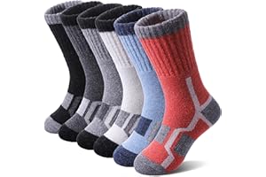 NOCIN COLOR Kids Merino Wool Hiking Socks Boys Girls Toddlers Thermal Winter Warm Boot Thick Cushion Gift Socks 6 Pairs