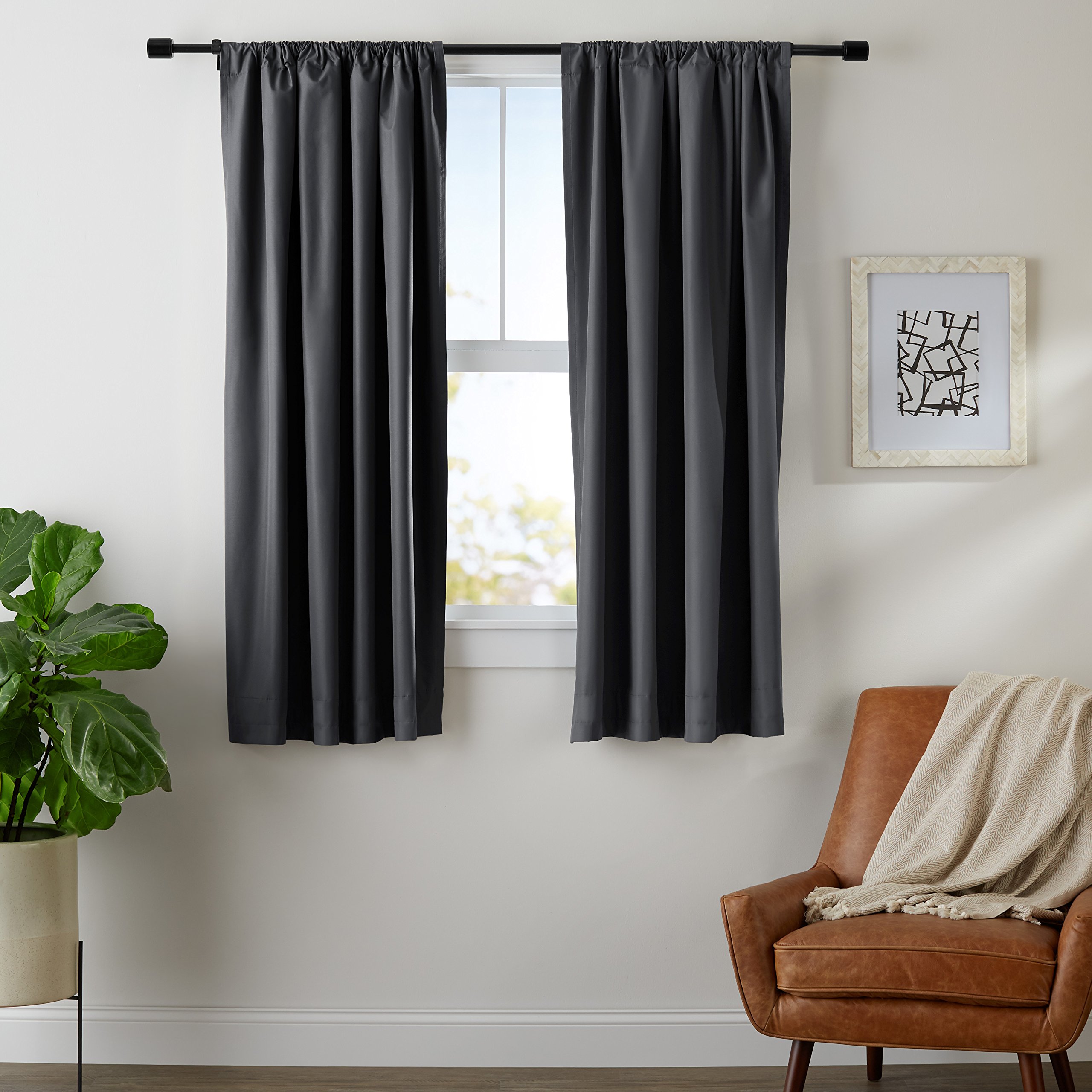 AmazonBasics Blackout Curtain Set 52" x 63", Black 841710112214 eBay
