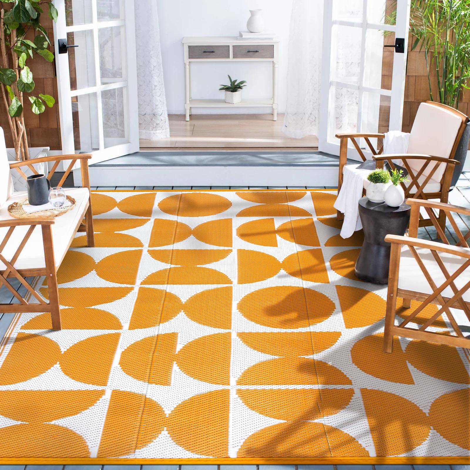 Wonnitar Outdoor Rug 6x9, Waterproof Patios Rug Reversible Plastic ...