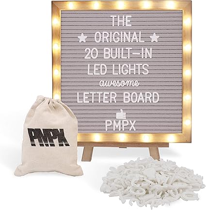Amazon グレーフェルトレターボード 文字 スタンド付き 10 X 10インチ キッチン用ライトアップ素朴なメニューボード カスタムメッセージ 赤ちゃんのお知らせ 入学初日のサイン ウェディングデコレーション 340文字 標識 サイン 文房具 オフィス用品