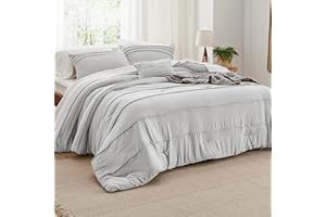 Bedsure Light Grey Queen Comforter Set - 4 Pieces Pinch Pleat Bed Set, Down Alternative Bedding Sets for All Season, 1 Comfor