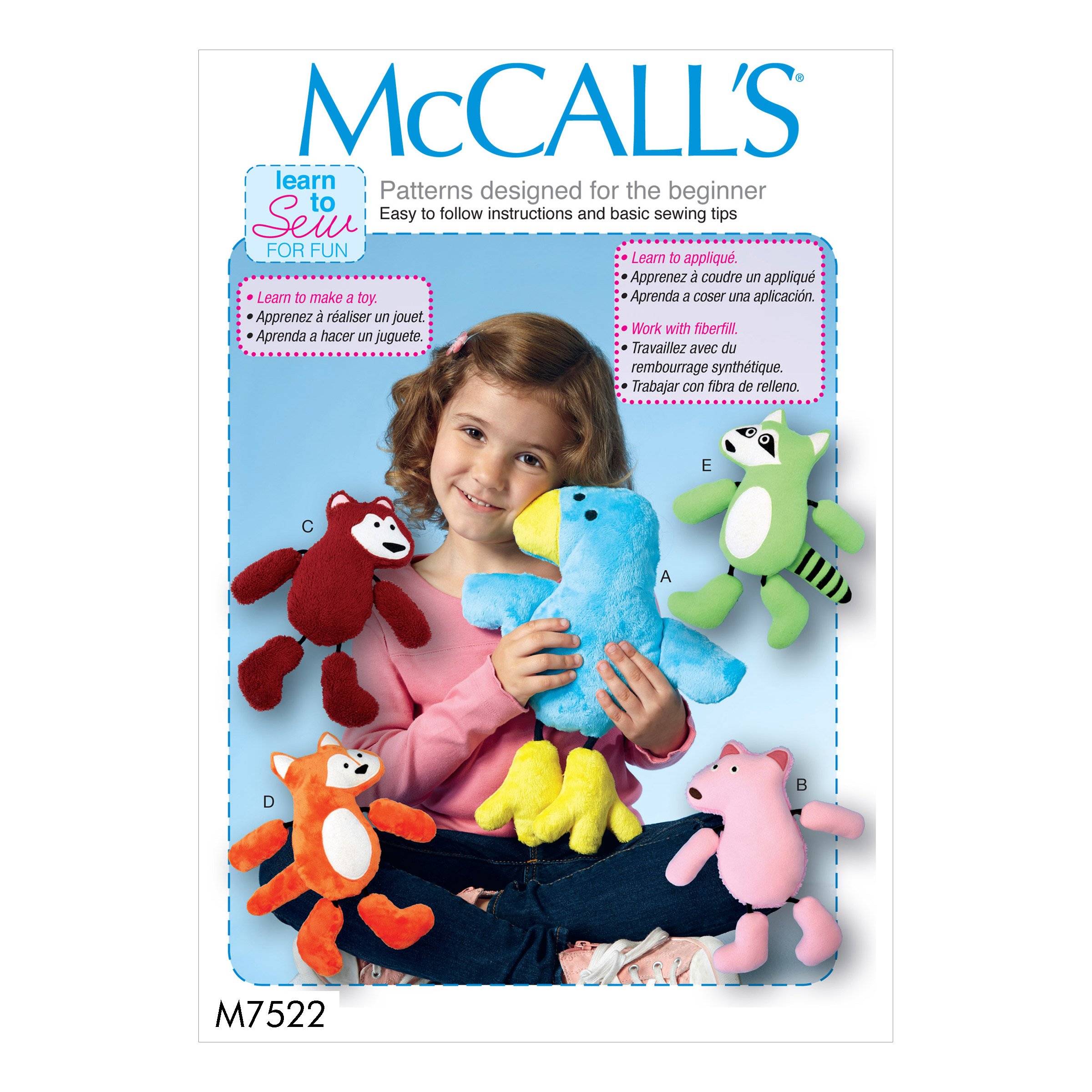 Mccall's Patterns 7522 OS,Stuffed Animals, Tissue, Multi/Colour, 17 x 0.5 x 0.07 cm