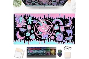 DSKGSJH Cute Pastel Goth Desk Mat Kawaii Japanese XXL Extra Large Extended Desk Pad Gaming Mouse Pad, Anime Computer Laptop Mat Keyboard and Mouse Mat for Women Office Desk Decor Gamer Gift 31.5"x15.75"