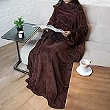 PAVILIA Fleece Wearable Blanket with Sleeves for Adult Women Men, Soft Warm Wrap Throw, Robe Blanket with Arm