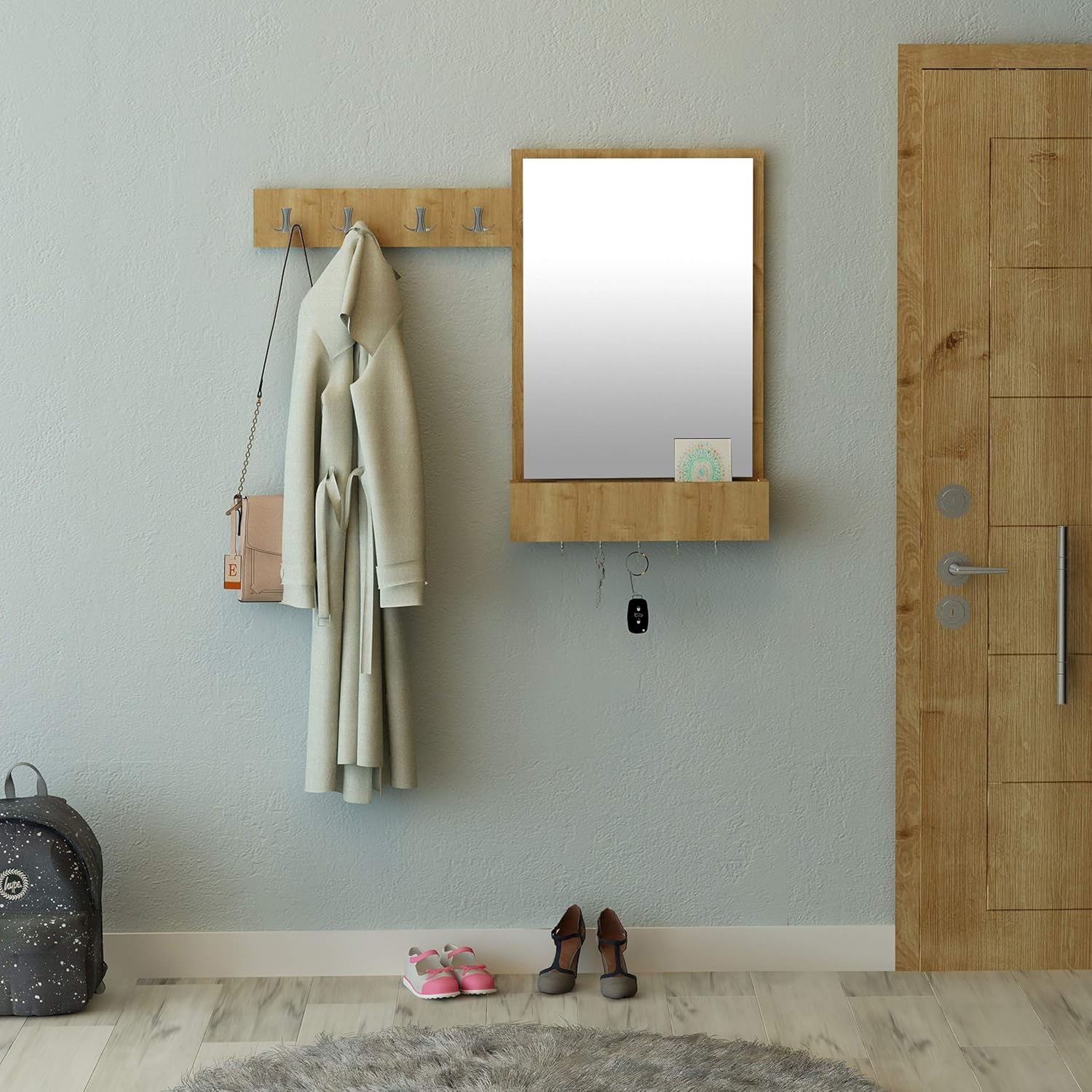 Recibidor con espejo y perchero | Percheros de pared, percheros de pie...