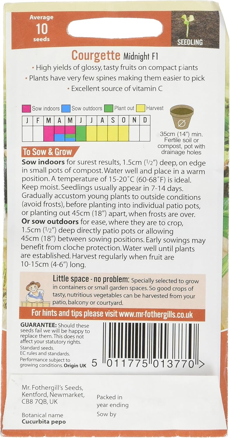 Mr. Fothergill's Midnight F1 Courgette Seed, green - Image 3