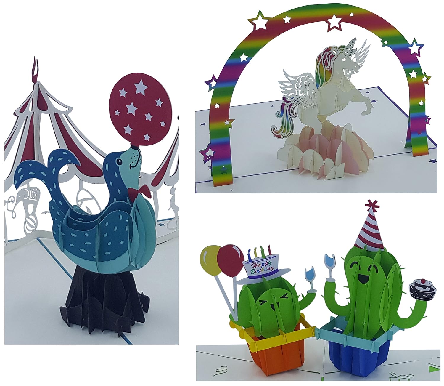 Enveloppe Et Housse De Protection Incluses Carte Cadeau Fait Main Cartes Pop Up Carte De Voeux 3 Pieces Cartes Danniversaire 3d Carte De Felicitation Motifs Licorne Cactus Sceau Loisirs Creatifs