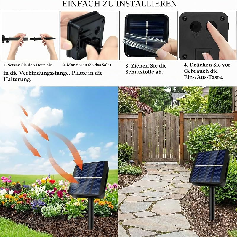 Lichterkette Außen Solar, 11M solar lichterkette außen Blume 60 LED Wasserdicht 8 Modes mit Speicherfunktion LED Blühen Blumefür Garten Terrasse Balkon Party Hochzeit Patio Dekoration