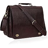 Leather Farm Messenger Bag for Men & Women 16 Inch – Premium Vintage Handmade Laptop Briefcase Satchel, Mens Shoulder Crossbody, Genuine Leather Computer Bag with Adjustable Strap Brown