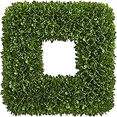Nearly Natural 17" Tea Leaf Square Wreath UV Resistant Artificial Plant, Green