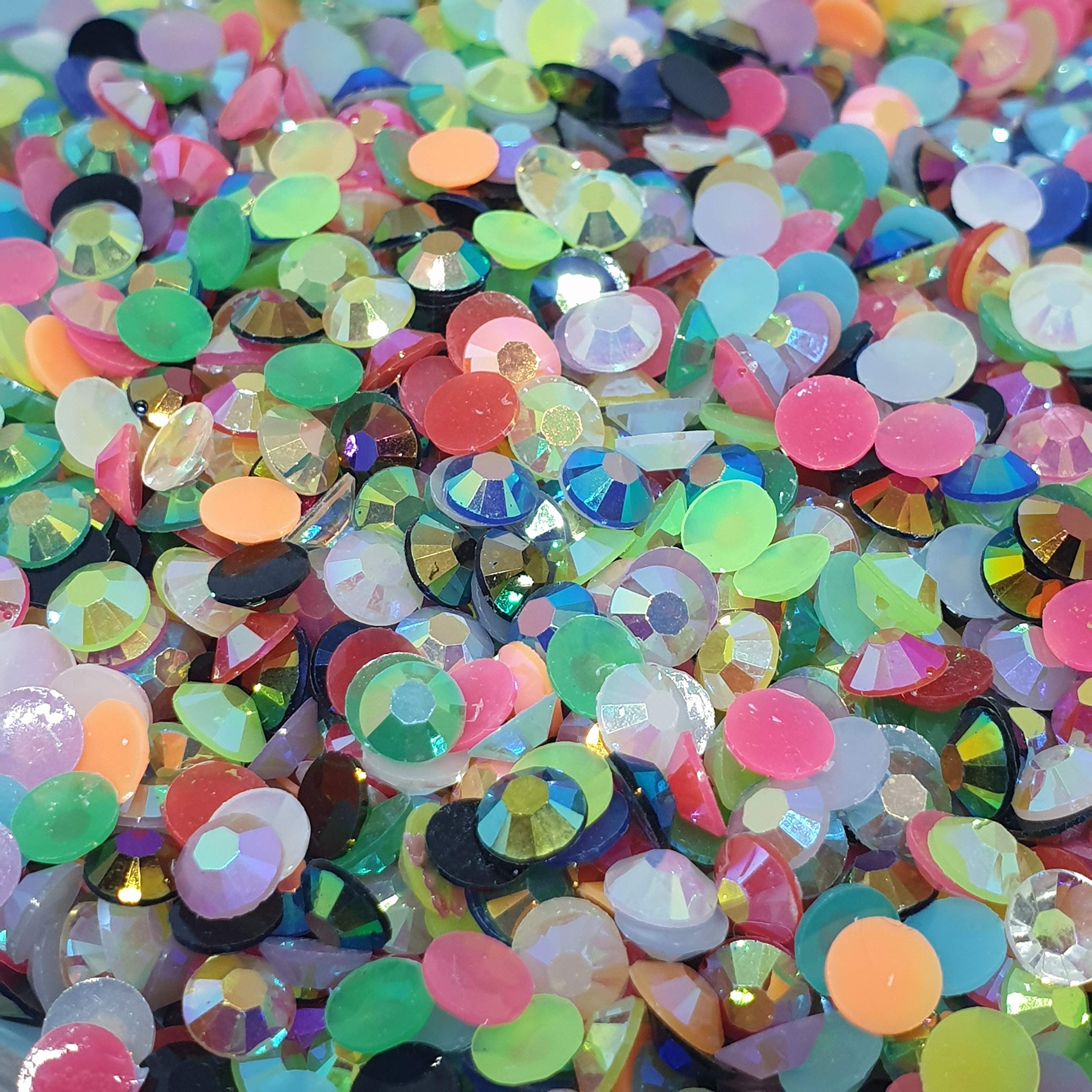 MajorCrafts® 2000pcs 4mm ss16 Mixed Jelly AB Flat Back Round Resin Rhinestones Arts & Craft Embellishment Gems C56