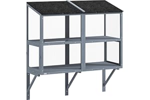 PawHut Cat Catio, Window Cat House with Fine Metal Mesh, 2 Tiers Outdoor Enclosure for Multiple Indoor Pets, Expandable Woode