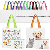 Joyclub 30 Pack Sublimation Tote Bags Bulk Customized Colors Polyester Cosmetic Makeup Bags Blanks Reusable Grocery Canvas Bag for Heat Transfer DIY Decorating Painting