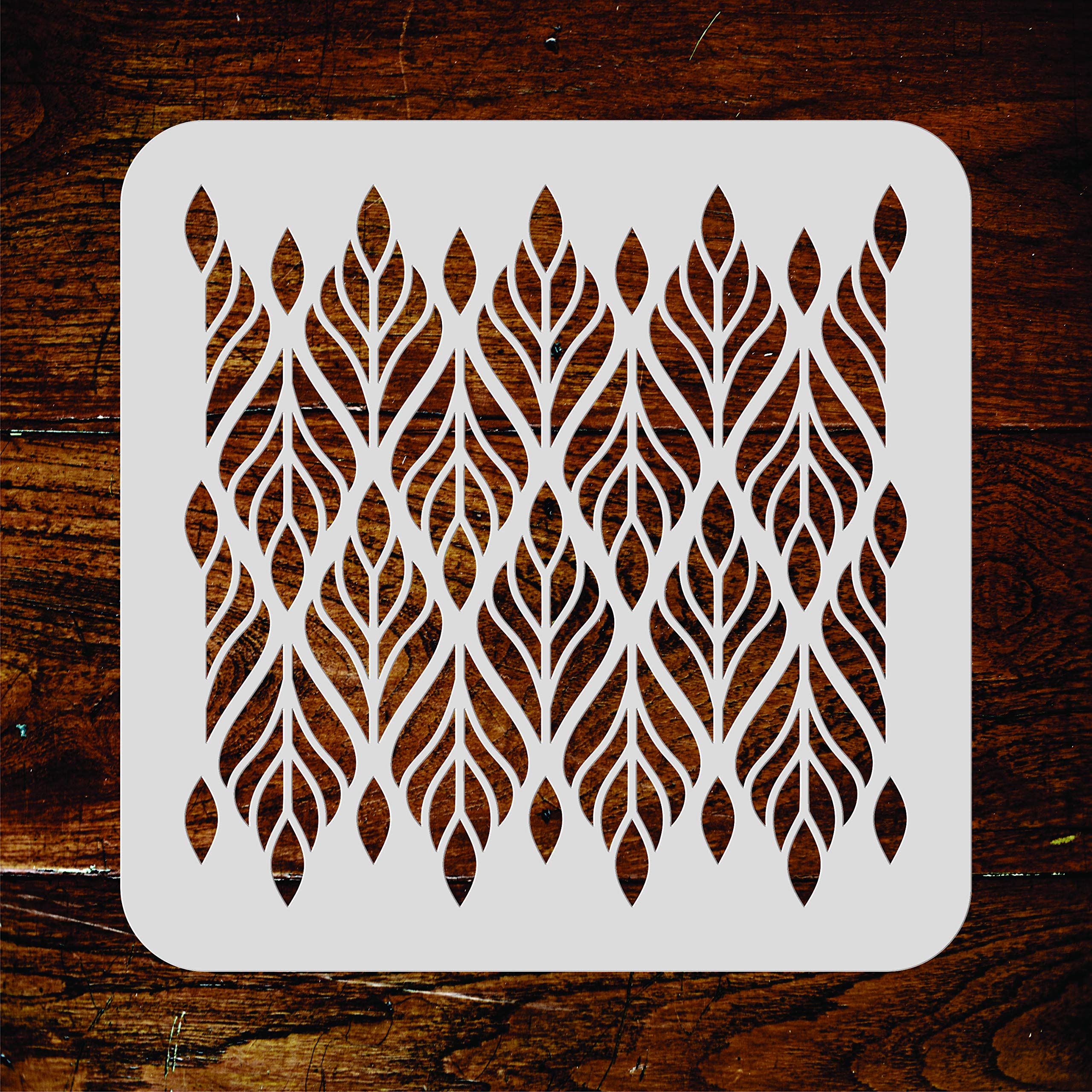 Leaf Stencil - 25.5 x 25.5 cm (M) - Reusable Allover Wallpaper Tribal Ethnic Wall Stencil Template