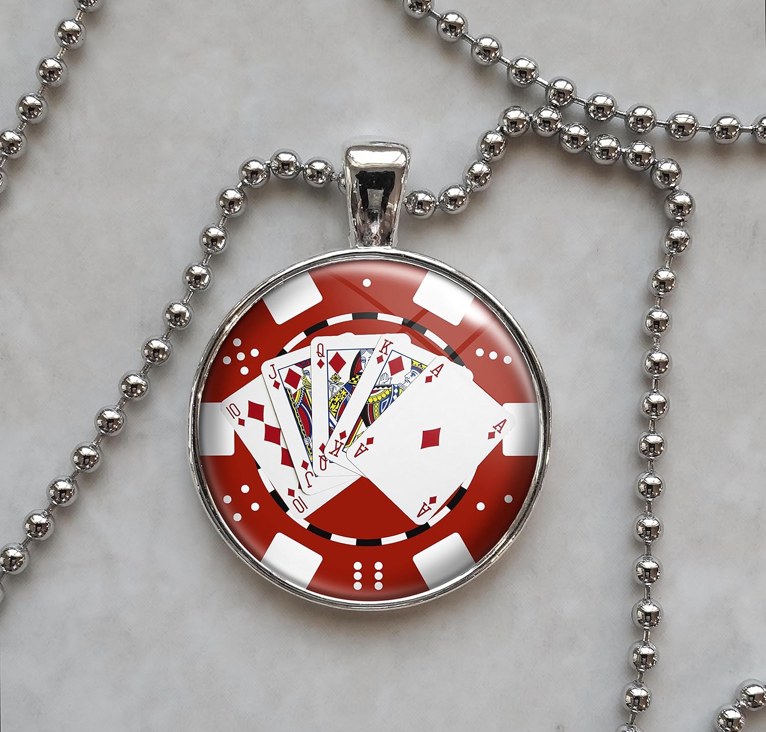 Poker Royal Flush Cards Pendant Necklace Handmade