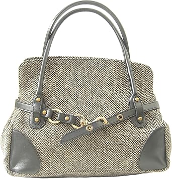 leather and tweed handbag