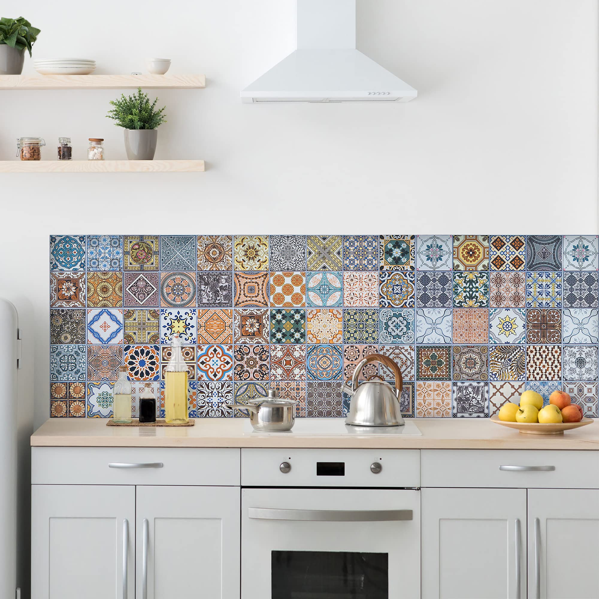 Wall Sticker Kitchen Wall Sticker Azulejos of Seville 180_x_60_cm 100% Made in Italy with Non-Toxic, fire Retardant and Water Resistant Ink