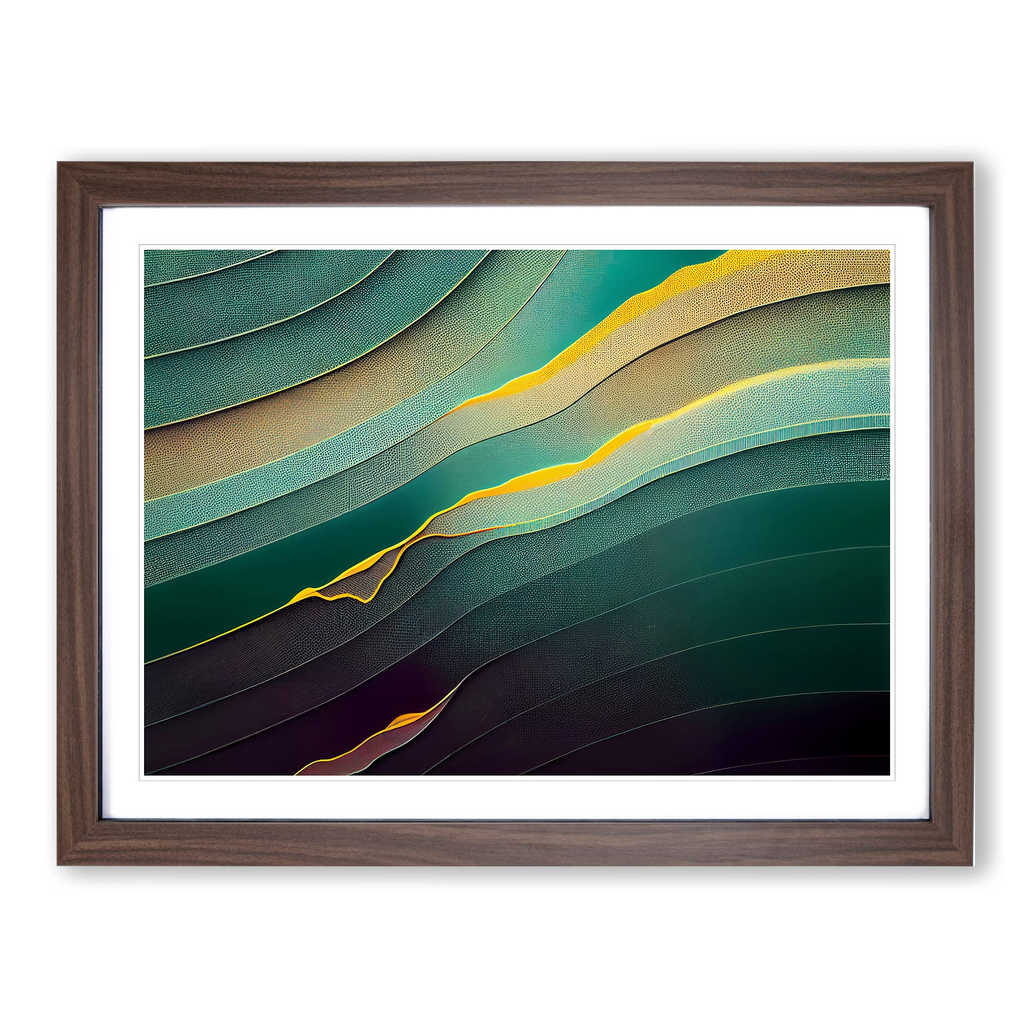 Modern Audio Soundwave Art Vol.5 Abstract Framed Print | A4 Walnut Framed Wall Art | Ready to Hang | Abstract Fantasy Picture | Living Room Bedroom Lounge Office
