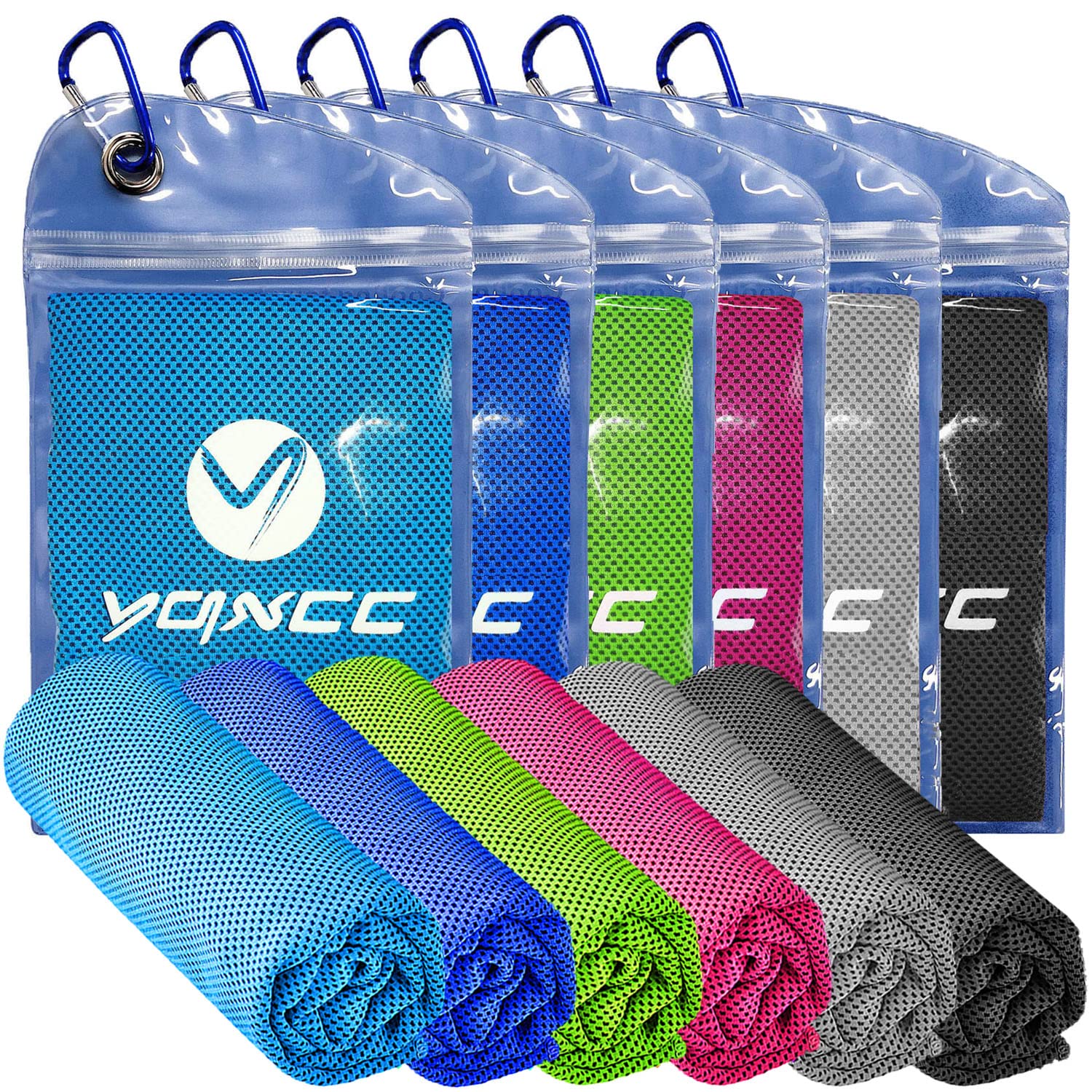 YQXCC 6 Pack Cooling Towels | 120x30 cm | Cold Cool for Neck | Microfibre Soft Breathable Chilly | for Sports Yoga, Golf, Gym, Camping, Running, Workout & More Activities