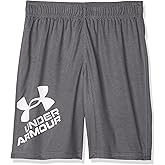Under Armour Kids Prototype Logo Shorts for Little, and Big Kids - Elasticized Waistband, Graphic Prints, and Pullover Style Pitch Gray/White 6 Little Kid One Size