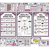 Decorably 18 Educational The Bill of Rights Constitution Posters | 11x17in Matte-Laminated US Government Decor Classroom, School Hallways, Bulletin Boards, Home Study Room