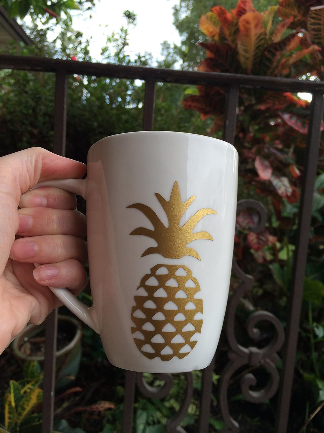 Pineapple Mug, Pineapple Coffee Mug, Vinyl Coffee Cup Handmade