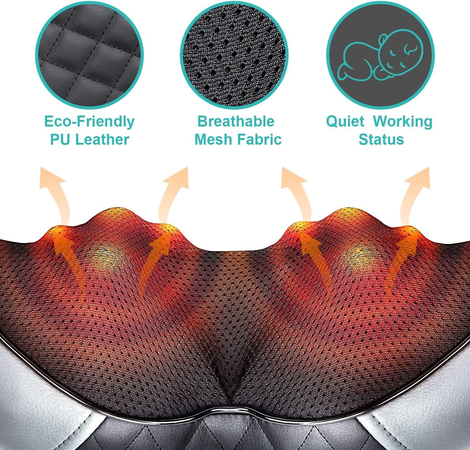 Medcursor Neck Shoulder Massager with Heat, Electric Shiatsu Back Massage Device, Portable Deep Tissue 3D Kneading Pillow for Muscle Pain Relief, Home, Office, Car Use - Ideal Gifts: Health & Personal Care